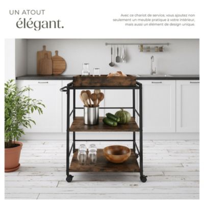 Chariot de service style industriel Bois foncé industriel, rustique