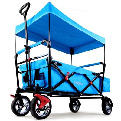 Chariot de transport enfant - Bleu - FUXTEC City Cruiser - pliable charge 75 kg