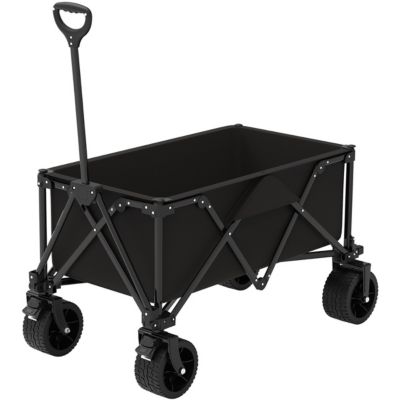 Chariot de transport pliable noir avec roues tout terrain GT Garden