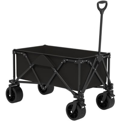 Chariot de transport pliable noir avec roues tout terrain GT Garden