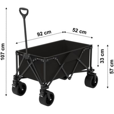 Chariot de transport pliable noir avec roues tout terrain GT Garden