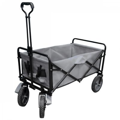 Chariot de transport, remorque de jardin pliable à roulettes - 90 Kg - Gris - Linxor