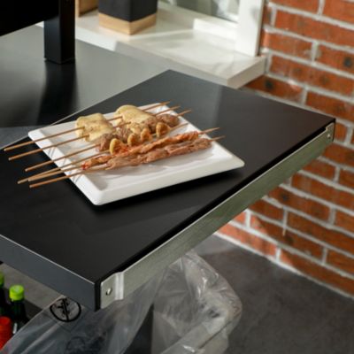 Chariot desserte barbecue plancha multi-équipement plateau acier inox