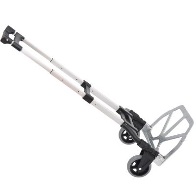 Chariot diable pliable leger telescopique charge 70kg en aluminium argent-noir