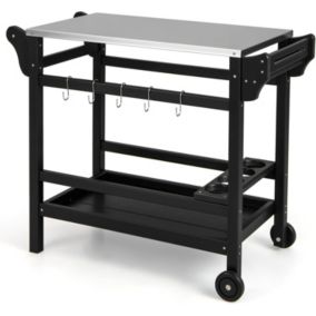 Chariot Extérieur pour Barbecue Desserte Plancha Comptoir Acier Inoxydable