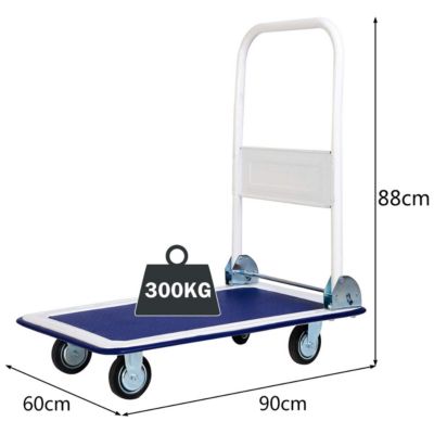 Chariot Plateforme Pliable de Transport a 4 Roues en Polyurethane Plateforme en Caoutchouc Capacite de Charge 300 KG