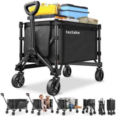 Chariot pliable avec roues profilées et poignée télescopique noir