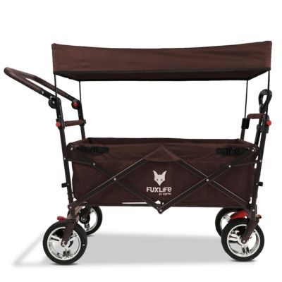 Chariot pliable marron FX-CT700 FUXLIFE by FUXTEC avec siège rembourré et frein