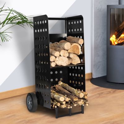 MOO Porte-Bûches Support De Bois De Chauffage Étagère De Rangement
