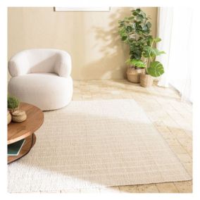 CHARLES - Tapis rectangulaire 160x230cm en coton recyclé couleur ivoire