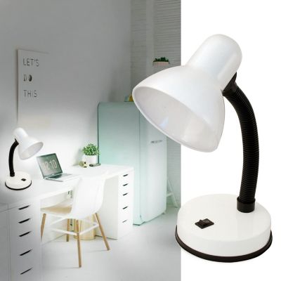 CHARLESTON: Lampe de bureau avec culot E27, blanc