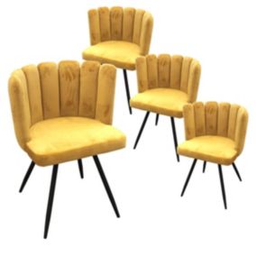 CHARLOTTE - Lot de 4 Chaises Velours Jaune