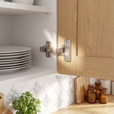 Charnière invisible clipsable acier nickelé pour porte à recouvrement Diall Ø35 mm 110°, lot de 2