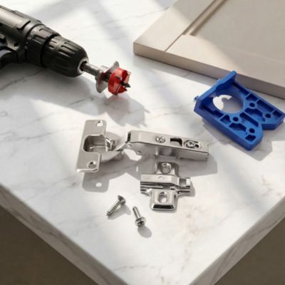 Charnière invisible clipsable acier nickelé pour porte à recouvrement Diall Ø35 mm 110°, lot de 2