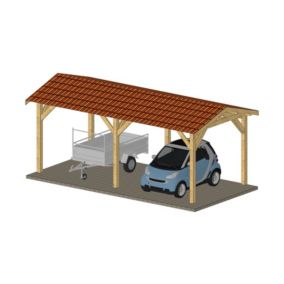 Charpente deux pente 300cm x 500cm, bois DOUGLAS Français label PEFC (Carport - Auvent - Abri voiture), surface 15 m².