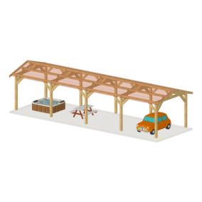 Charpente deux pentes, 300cm x 1150cm, bois DOUGLAS Français label PEFC (Carport - Auvent - Abri voiture), surface 34,5 m².