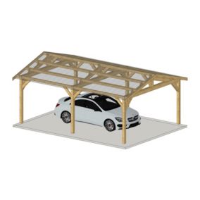 Charpente deux pentes, 300cm x 800cm, bois DOUGLAS Français label PEFC (Carport - Auvent - Abri voiture), surface 24 m².