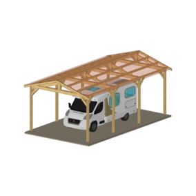 Charpente deux pentes, 400cmx700cm, Bois DOUGLAS Français label PEFC (Carport - Auvent - Abri Camping-car), surface 28 m².