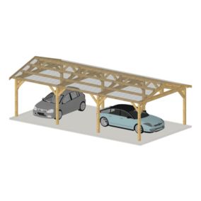 Charpente deux pentes 700cmx1050cm, bois DOUGLAS Français label PEFC (Carport - Auvent - Abri voiture),surface 73,5m².