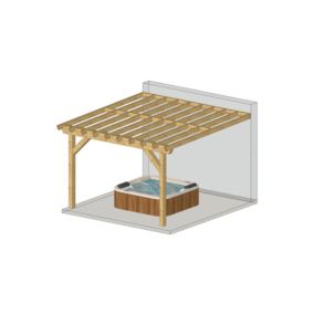 Charpente pergola adossée 400cmx300cm, Bois DOUGLAS Français label PEFC (Carport-Auvent - Abri terrasse), surface 32.50 m².