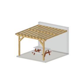 Charpente pergola adossée 400cmx450cm, Bois DOUGLAS Français label PEFC (Carport - Auvent - Abri terrasse), surface 18 m².