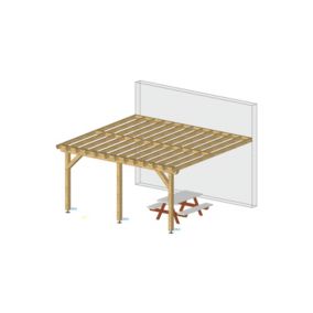 Charpente pergola adossée 450cmx350cm, Bois DOUGLAS Français label PEFC (Carport - Auvent - Abri terrasse), surface 15.75 m².