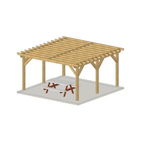 Charpente pergola adossée 700cmx450cm, Bois DOUGLAS Français label PEFC (Carport-Auvent - Abri terrasse), surface 31.50 m².