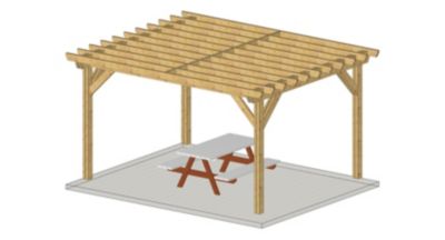 Charpente pergola indépendante 700cmx300cm, Bois DOUGLAS Français label PEFC (Carport-Auvent - Abri terrasse), surface 21 m².