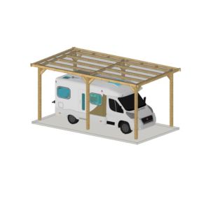 Charpente toit plat, 350cm x 1150cm, bois DOUGLAS Français label PEFC (Carport - Auvent - Abri Camping-car), surface 40.25 m².