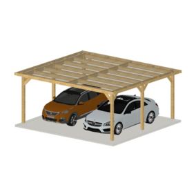 Charpente toit plat, 700cmx600cm, bois DOUGLAS Français label PEFC (Carport - Auvent - Abri voiture), surface 42 m².