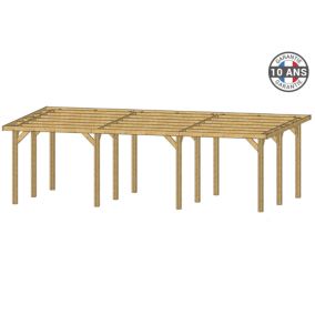 Charpente toit plat, 800cmx600cm, bois DOUGLAS Français label PEFC (Carport - Auvent - Abri voiture), surface 48 m².
