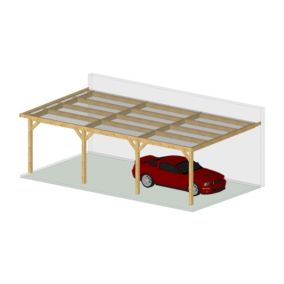 Charpente toit plat adossé 300cmx1050cm, bois DOUGLAS Français label PEFC (Carport - Auvent - Abri voiture), surface 31.50 m².