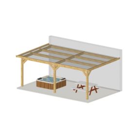 Charpente toit plat adossé, 350cm x 600cm, Bois DOUGLAS Français label PEFC (Carport - Auvent - Abri voiture), surface 21 m².