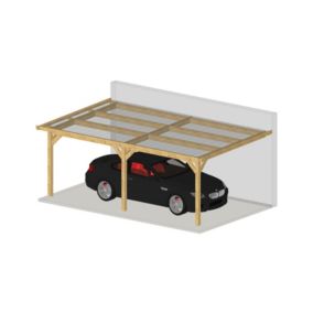 Charpente toit plat adossé, 400cmx450cm, Bois DOUGLAS Français label PEFC (Carport - Auvent - Abri voiture), surface 18 m².