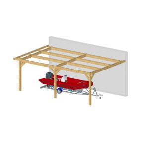 Charpente toit plat adossé 400cmx500cm, bois DOUGLAS Français label PEFC (Carport - Auvent - Abri voiture), surface 20 m².