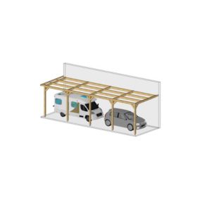 Charpente toit plat adossé 400cmx650cm, bois DOUGLAS Français label PEFC (Carport - Auvent - Abri Camping-car), surface 26 m²