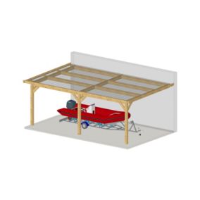 Charpente toit plat adossé 450cm x 600cm, bois DOUGLAS Français (Carport - Auvent - Abri voiture), surface 29,25 m².