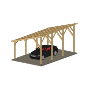 Charpente une pente 300cmx1050cm, bois DOUGLAS Français label PEFC (Carport - Auvent - Abri voiture), surface 31.50 m².