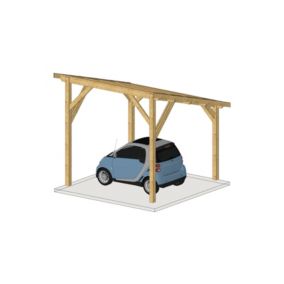 Charpente une pente 350cmx400cm, Bois DOUGLAS Français label PEFC (Carport - Auvent - Abri voiture), surface 14.00 m².