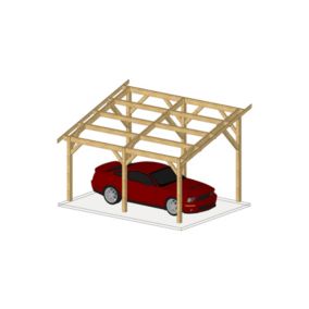 Charpente une pente 350cmx450cm, bois DOUGLAS Français label PEFC (Carport - Auvent - Abri voiture), surface 15.75 m².