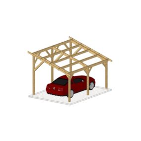 Charpente une pente 350cmx800cm, Bois DOUGLAS Français label PEFC (Carport - Auvent - Abri voiture), surface 28.00 m².