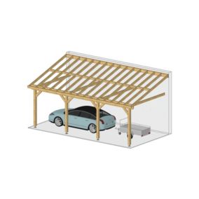 Charpente une pente 450cmx950cm, Bois DOUGLAS Français label PEFC (Carport - Auvent - Abri voiture), surface 42.75 m².