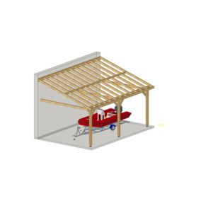 Charpente une pente adossé 300cmx800cm, bois DOUGLAS Français label PEFC (Carport - Auvent - Abri voiture), surface 24 m².