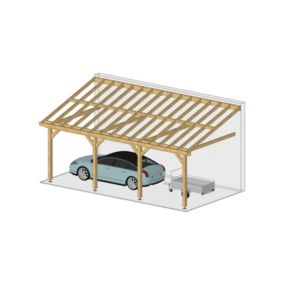 Charpente une pente adossé 350cmx450cm, bois DOUGLAS Français label PEFC (Carport - Auvent - Abri voiture), surface 15.75 m².