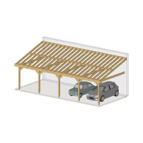 Charpente une pente adossée 350cmx1250cm, Bois DOUGLAS Français label PEFC (Carport - Auvent - Abri voiture), surface 43.75 m².