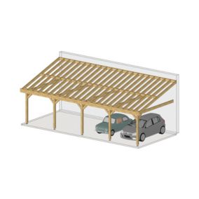 Charpente une pente adossée 400cmx1050cm, Bois DOUGLAS Français label PEFC (Carport - Auvent - Abri voiture), surface 42 m².