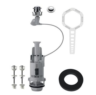 Chasse D'eau Bouton Poussoir Double Chasse D'Eau Feeshoppher - Pour WC - Compatible Optima 49 - Argenté Chasse D'eau Double Poussoir