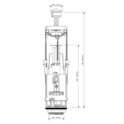 Chasse d'eau Flomasta 2", double bouton poussoir + étrier