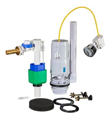 Chasse d'eau + robinet flotteur Flomasta SE 3/8 - 2", Bouton poussoir + câble + remplissage différé