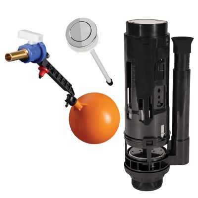 Chasse d'eau + robinet flotteur laiton Fluidmaster SE 3/8 - 2, Bouton  poussoir + câble